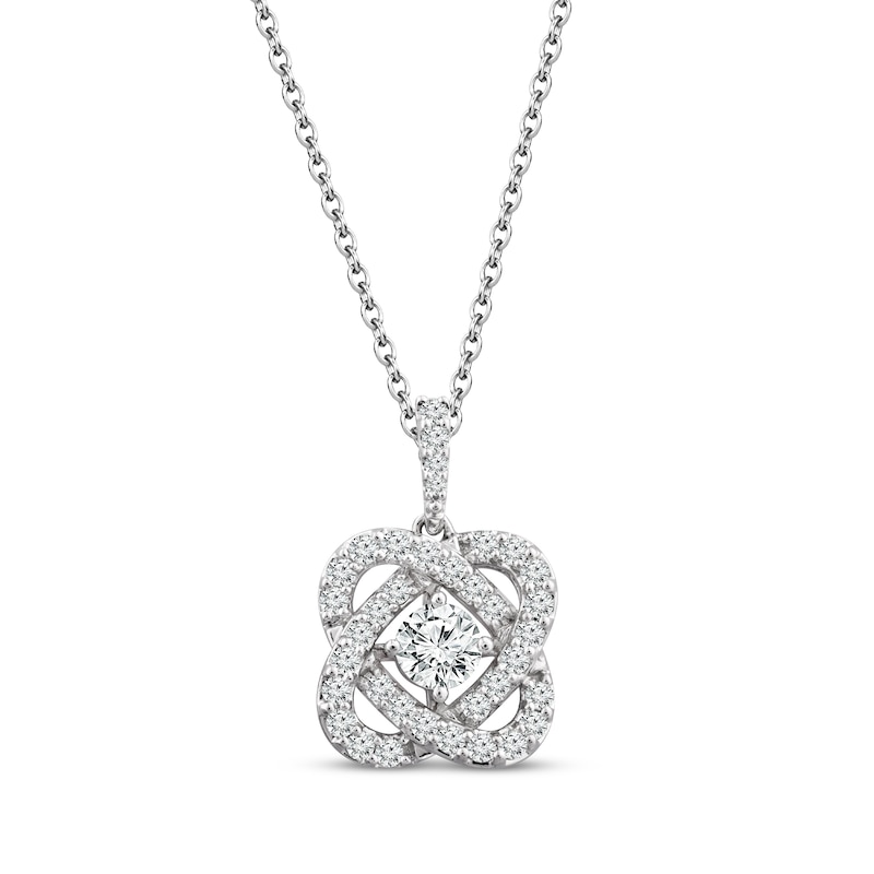 Main Image 1 of Center of Me Diamond Necklace 1 ct tw 14K White Gold 18"