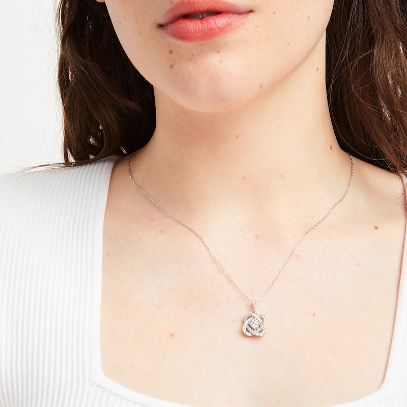 Main Image 2 of Center of Me Diamond Necklace 1 ct tw 14K White Gold 18"