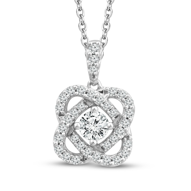 Main Image 1 of Center of Me Diamond Necklace 1/2 ct tw 10K White Gold 18"
