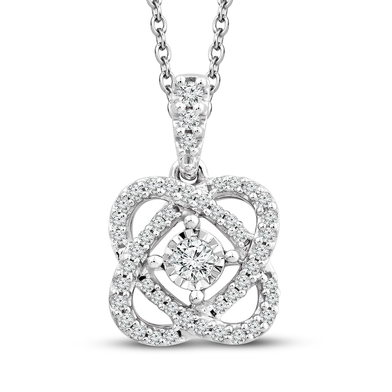 Main Image 1 of Center of Me Diamond Necklace 1/5 ct tw 10K White Gold 18"