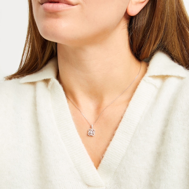 Main Image 2 of Center of Me Diamond Necklace 1/5 ct tw 10K White Gold 18"