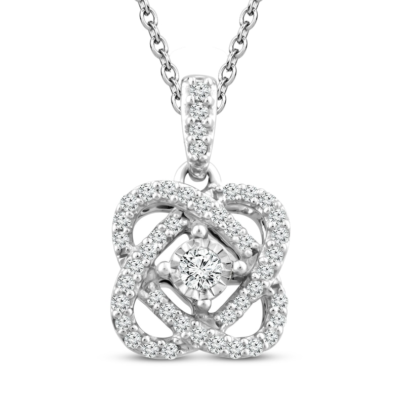 Main Image 1 of Center of Me Diamond Necklace 1/10 ct tw Sterling Silver 18"