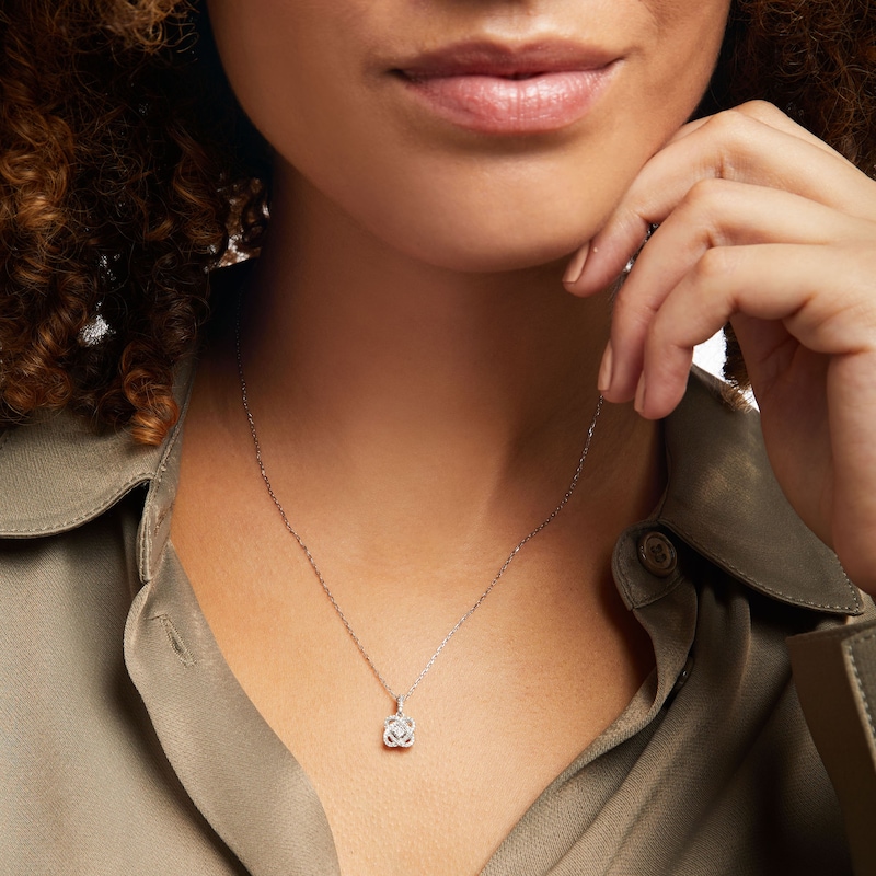 Main Image 2 of Center of Me Diamond Necklace 1/10 ct tw Sterling Silver 18"