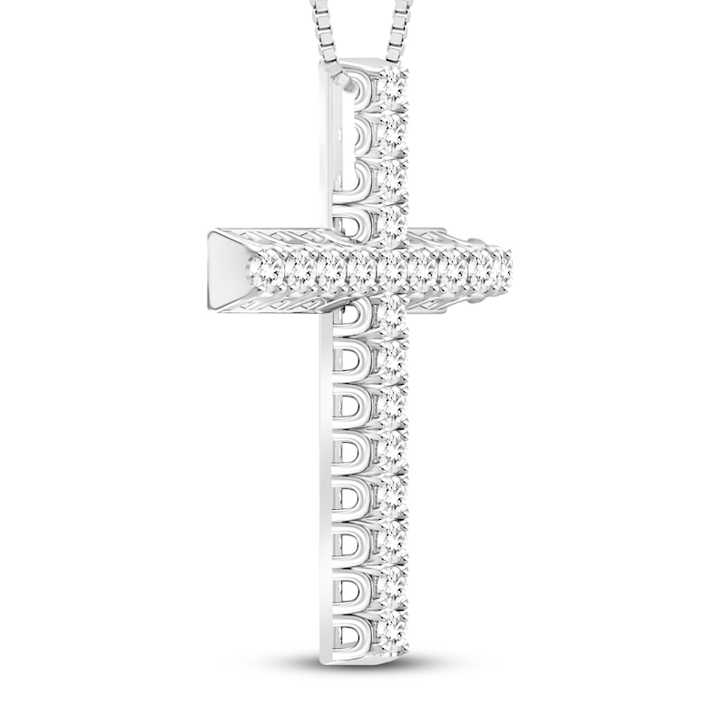 Main Image 2 of Diamond Cross Necklace 1/2 ct tw 10K White Gold 18"