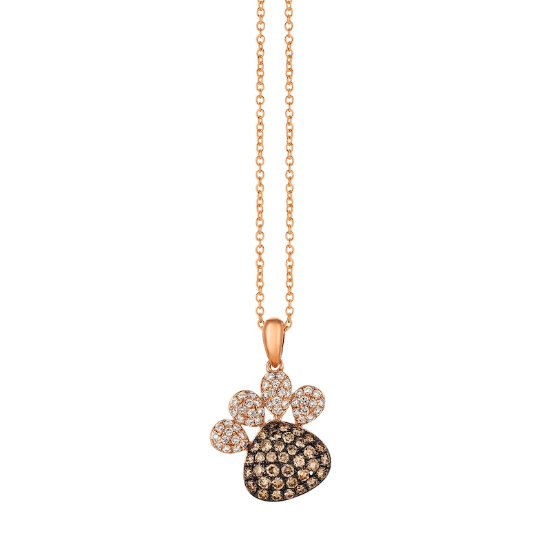 Main Image 1 of Le Vian Diamond Paw Print Necklace 3/4 cttw 14K Strawberry Gold