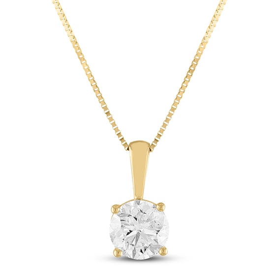 Certified Solitaire Diamond Necklace 1 ct tw 14K Yellow Gold 18" (I/VS2)