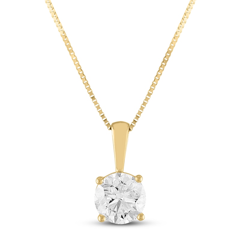 1 Carat Round Diamond Solitaire Necklace in 14K Yellow Gold