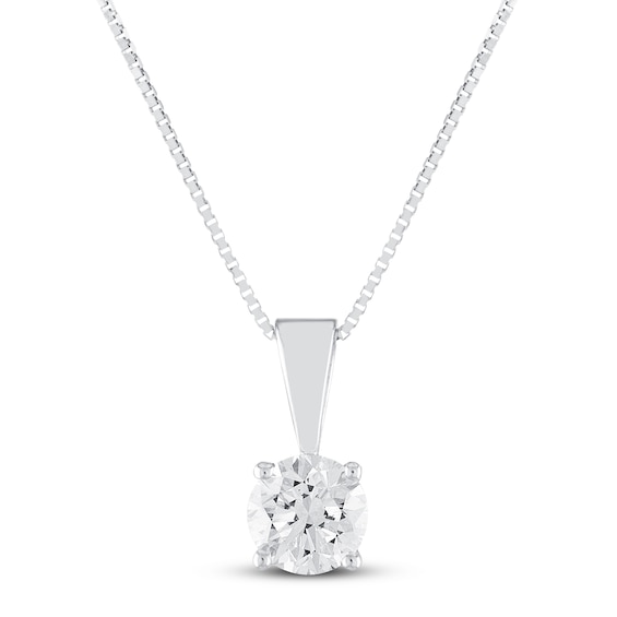 Certified Diamond Solitaire Necklace 1/2 ct tw 14K White Gold 18" (I/VS2)