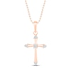 Thumbnail Image 1 of Diamond Cross Necklace 1/20 ct tw 10K Rose Gold 19"