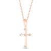 Thumbnail Image 2 of Diamond Cross Necklace 1/20 ct tw 10K Rose Gold 19"