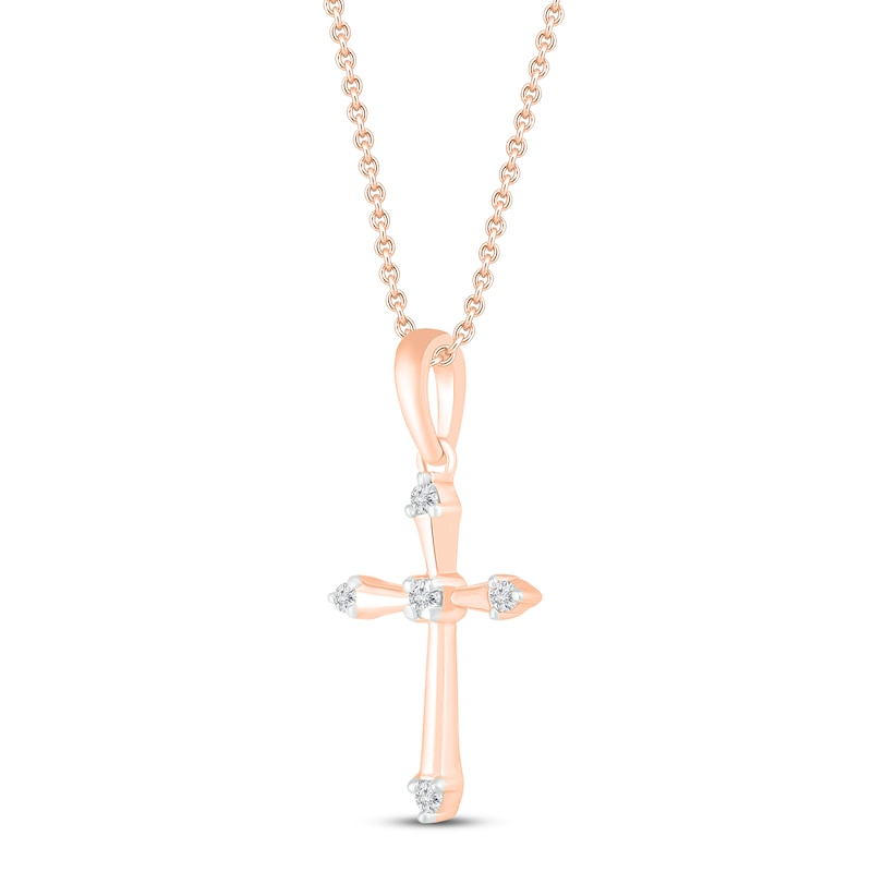 Main Image 2 of Diamond Cross Necklace 1/20 ct tw 10K Rose Gold 19"