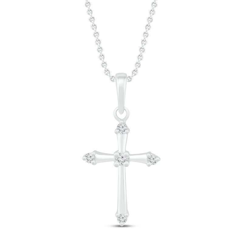 Diamond Cross Necklace 1/20 ct tw 10K White Gold 19"