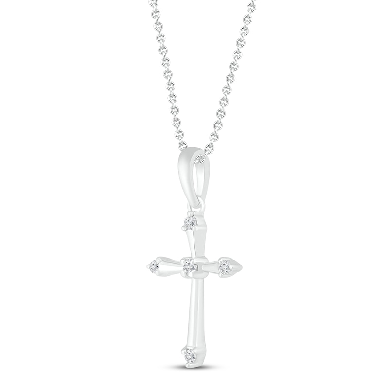Diamond Cross Necklace 1/20 ct tw 10K White Gold 19"