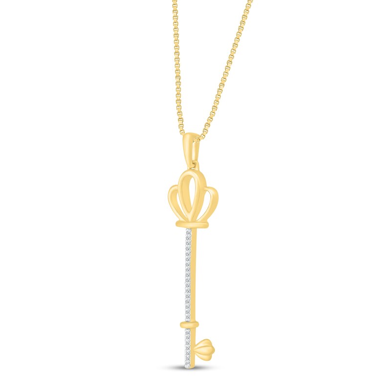 Main Image 2 of Diamond Crown Key Necklace 1/20 ct tw 10K Yellow Gold 18&quot;