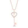 Thumbnail Image 1 of Diamond Heart Key Necklace 1/15 ct tw 10K Rose Gold 18"