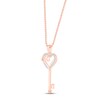Thumbnail Image 2 of Diamond Heart Key Necklace 1/15 ct tw 10K Rose Gold 18"