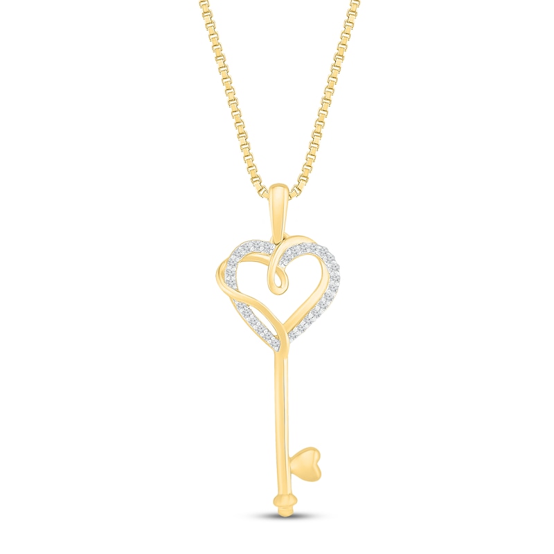 Heart Key Necklace 10K Yellow Gold 18