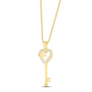 "Key To My Heart" Gold Tone Stainless Steel Pendant Necklace For Women (17-19" Adjustable)