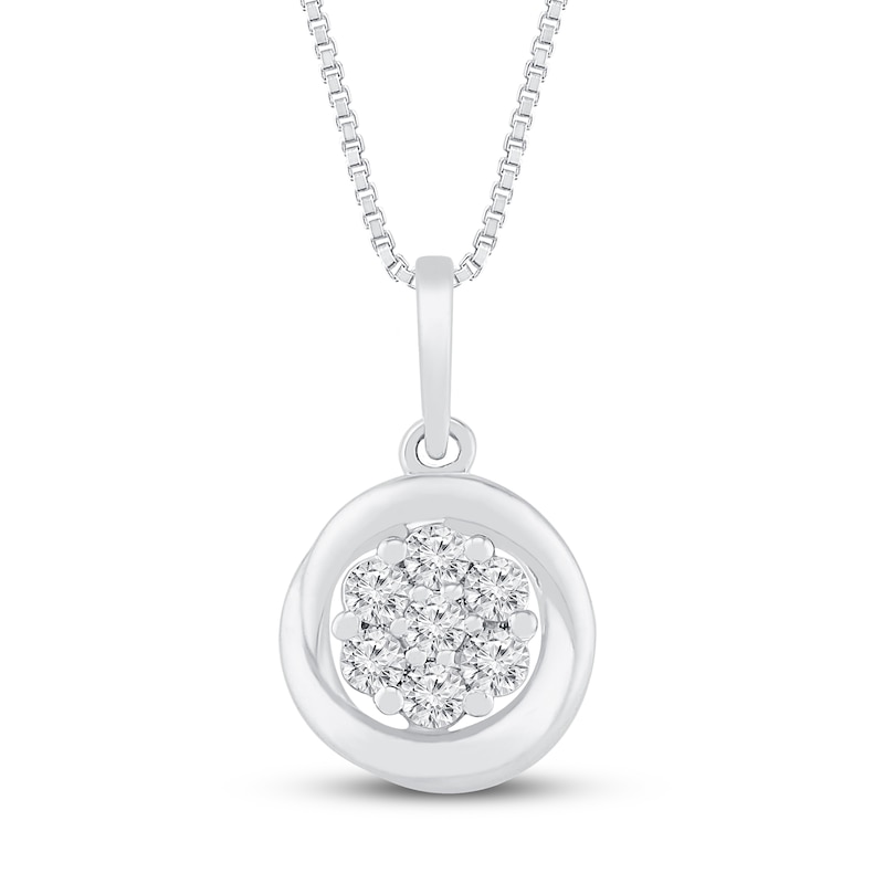 Main Image 1 of Diamond Necklace 1/6 ct tw 10K White Gold 18"
