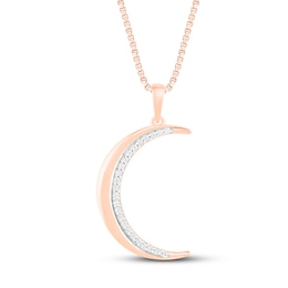 Diamond Moon Necklace 1/10 ct tw 10K Rose Gold 18"