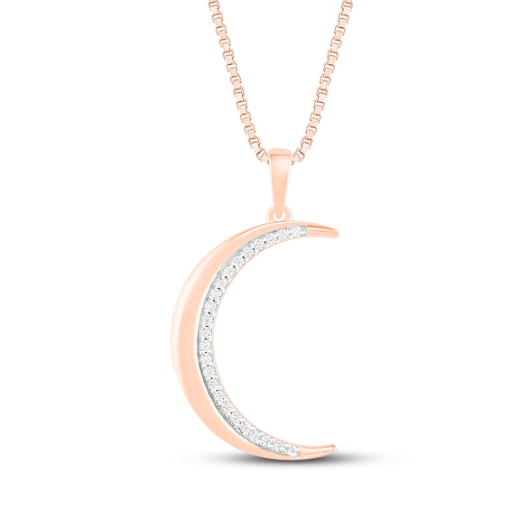 Diamond Moon Necklace 1/10 ct tw 10K Rose Gold 18"