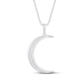 Diamond Moon Necklace 1/10 ct tw 10K White Gold 18"