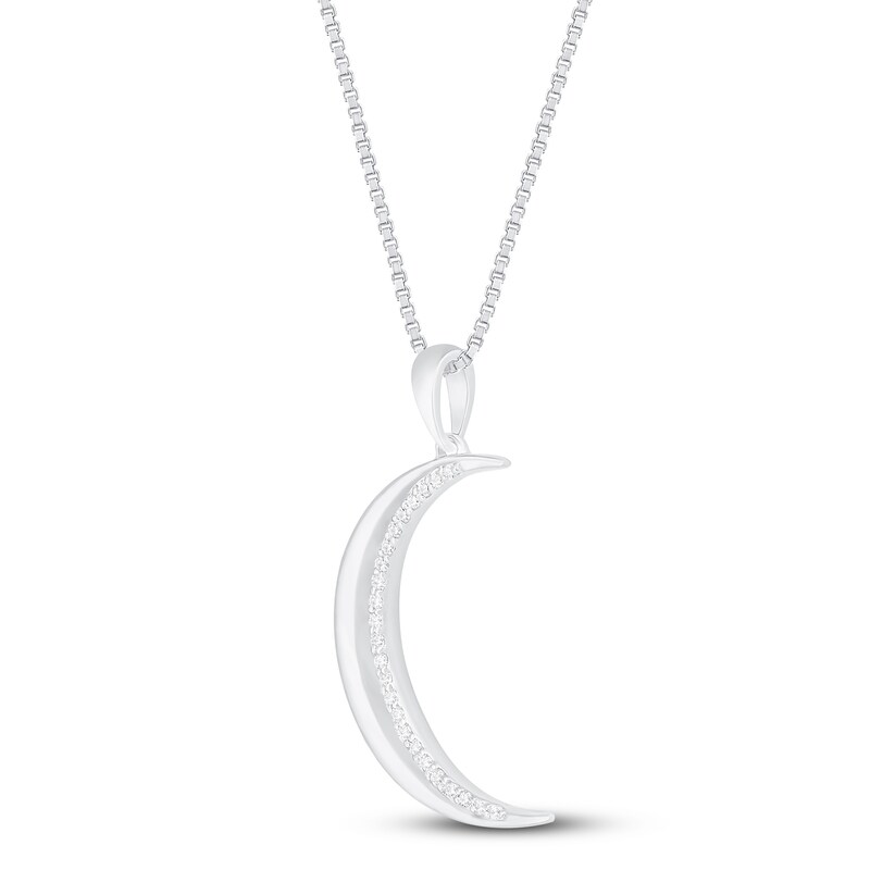 Main Image 2 of Diamond Moon Necklace 1/10 ct tw 10K White Gold 18"