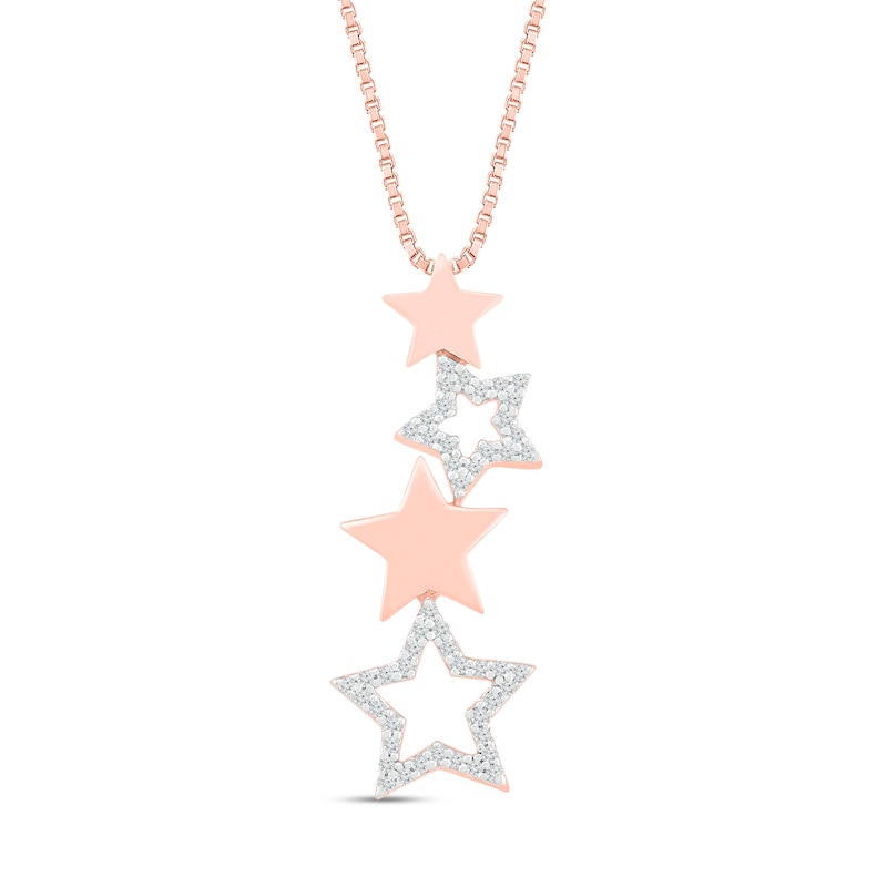 Main Image 1 of Diamond Star Necklace 1/10 ct tw 10K Rose Gold 18"