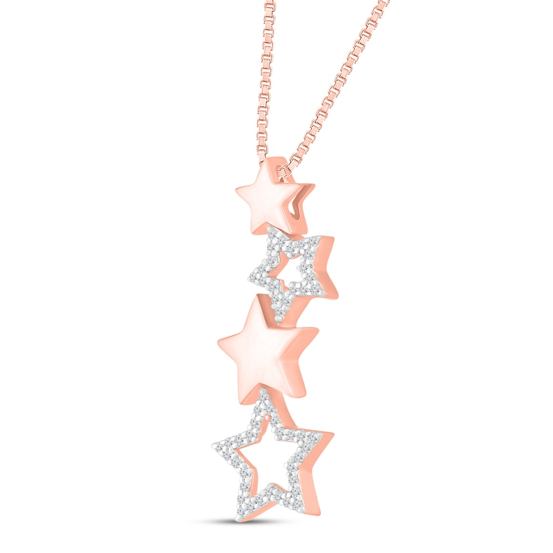 Main Image 2 of Diamond Star Necklace 1/10 ct tw 10K Rose Gold 18"