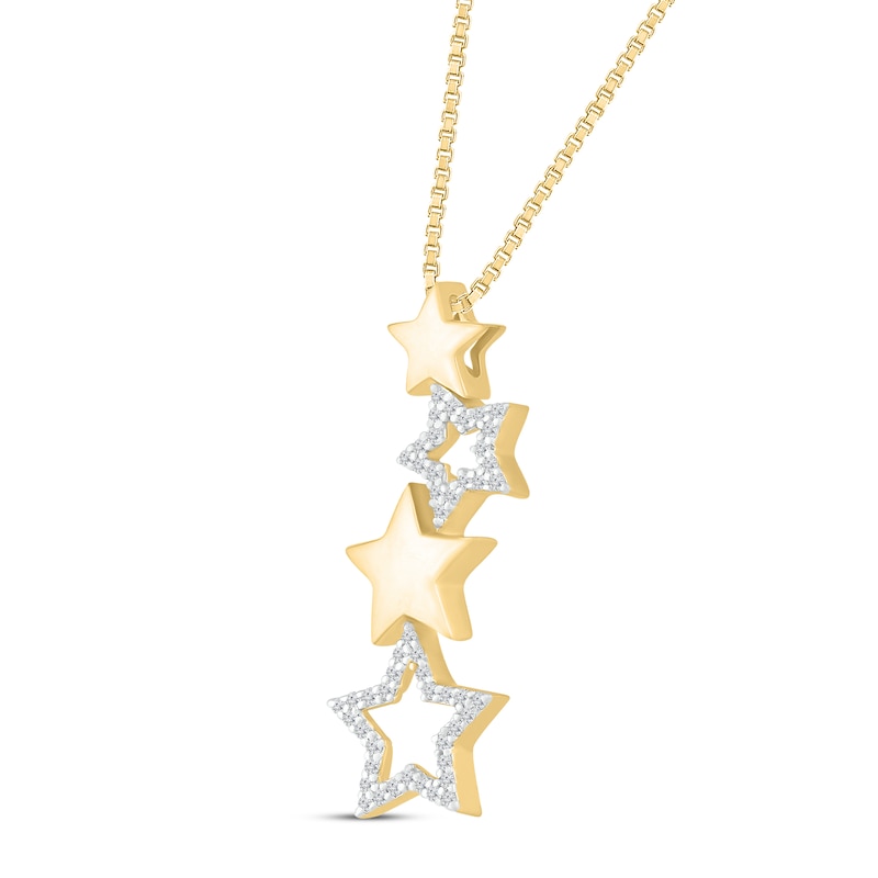 Main Image 2 of Diamond Star Necklace 1/10 ct tw 10K Yellow Gold 18"