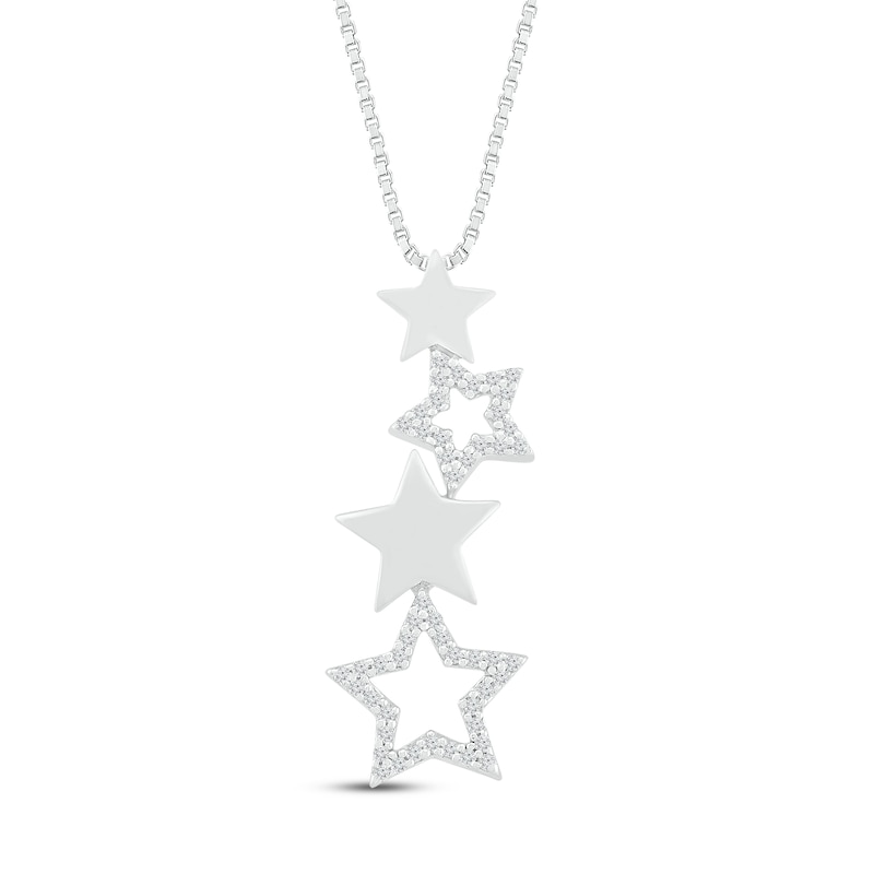 Diamond Star Necklace 1/10 ct tw 10K White Gold 18"