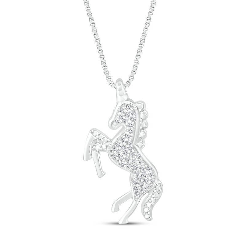 Diamond Unicorn Necklace 1/8 ct tw 10K White Gold 18"