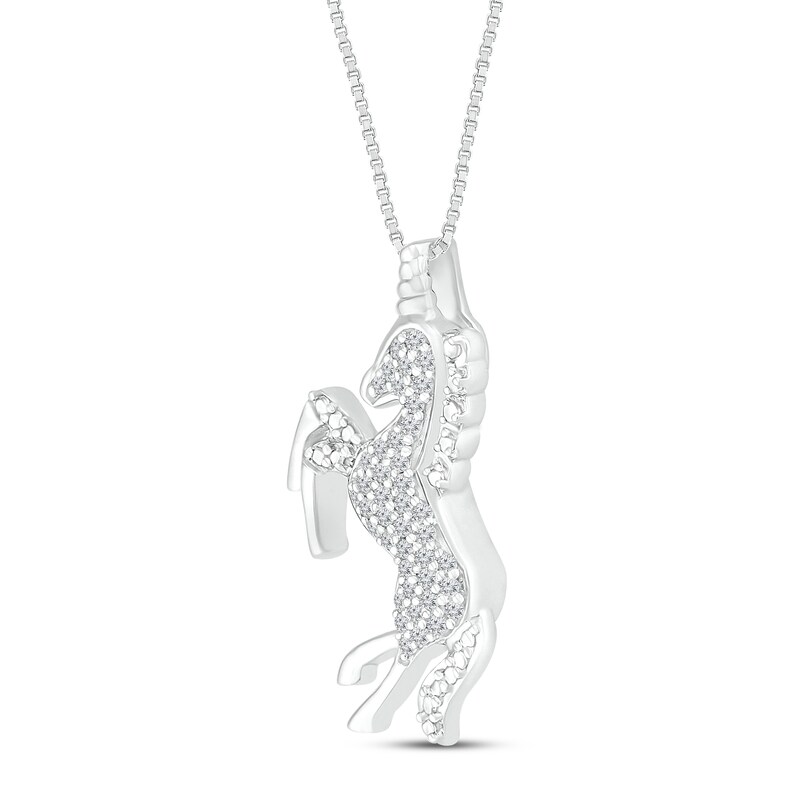 Main Image 2 of Diamond Unicorn Necklace 1/8 ct tw 10K White Gold 18"