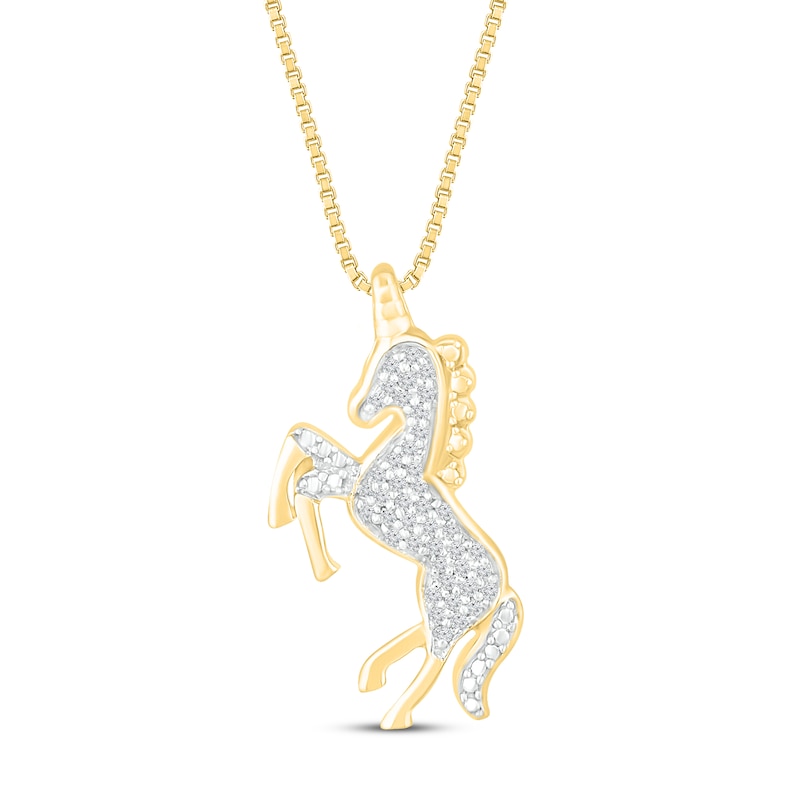 Main Image 1 of Diamond Unicorn Necklace 1/8 ct tw 10K Yellow Gold 18"