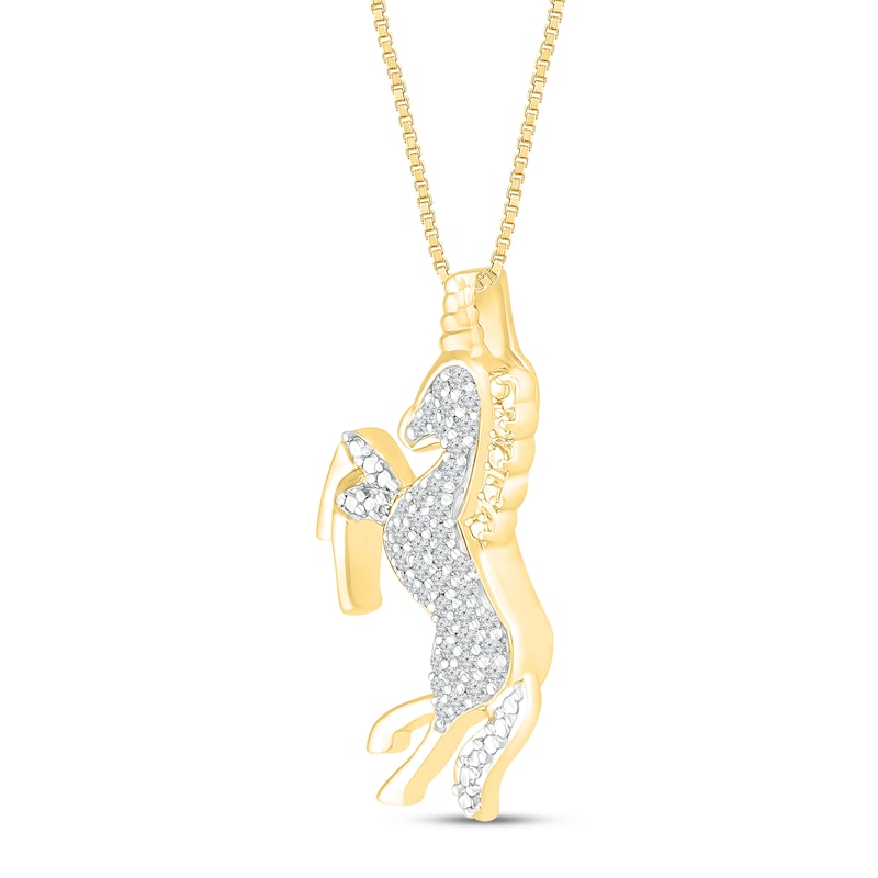 Diamond Unicorn Necklace 1/8 ct tw 10K Yellow Gold 18"