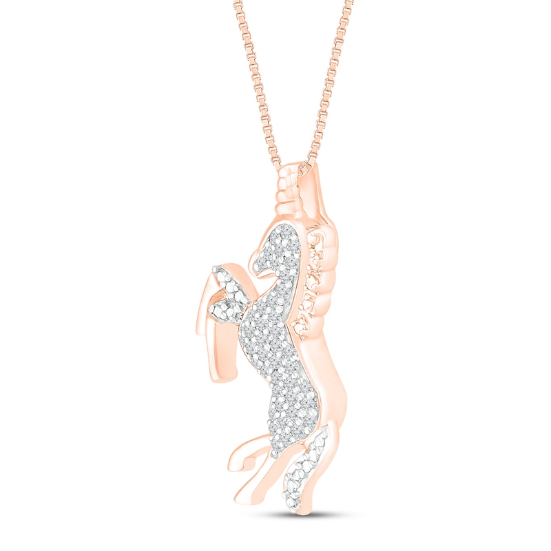 Main Image 2 of Diamond Unicorn Necklace 1/8 ct tw 10K Rose Gold 18"