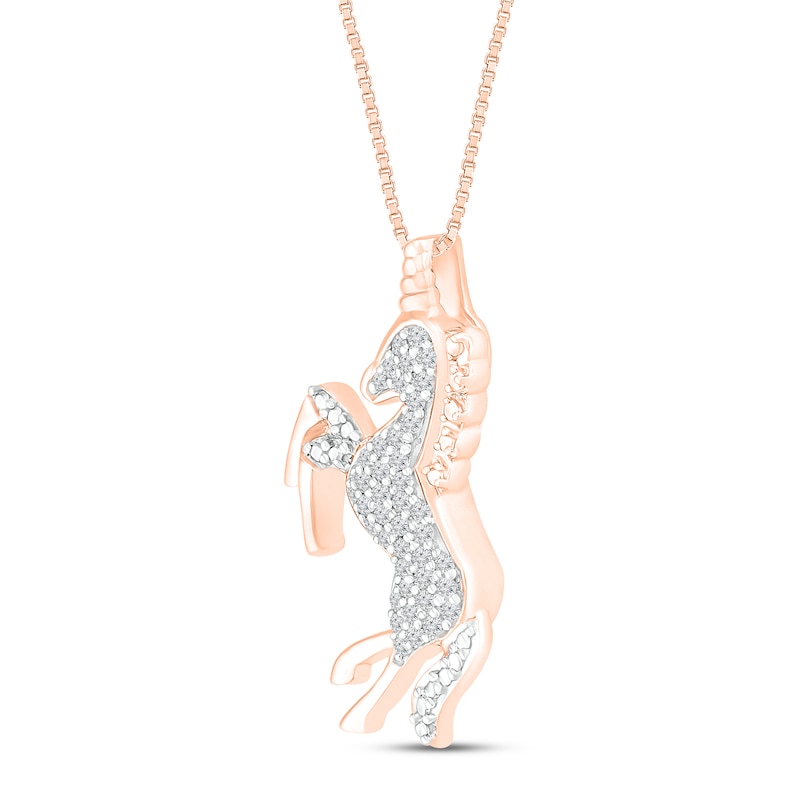 Diamond Unicorn Necklace 1/8 ct tw 10K Rose Gold 18"