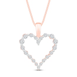 Diamond Heart Necklace 1/4 ct tw 10K Rose Gold 18"