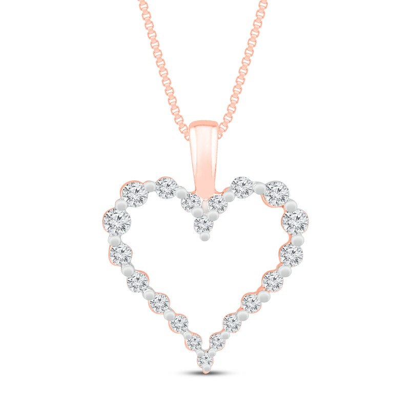 Main Image 1 of Diamond Heart Necklace 1/4 ct tw 10K Rose Gold 18"