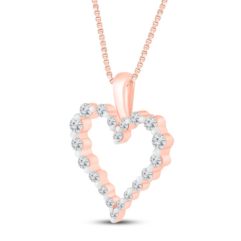 Main Image 2 of Diamond Heart Necklace 1/4 ct tw 10K Rose Gold 18"