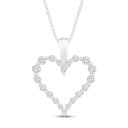 Diamond Heart Necklace 1/4 ct tw 10K White Gold 18"