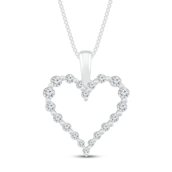 Diamond Heart Necklace 1/4 ct tw 10K White Gold 18"