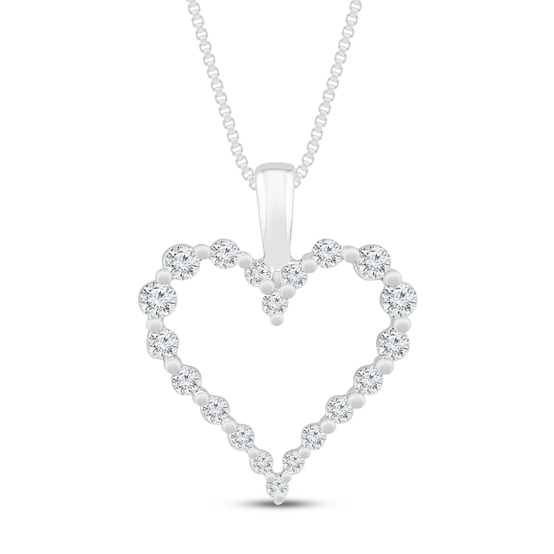 Main Image 1 of Diamond Heart Necklace 1/4 ct tw 10K White Gold 18"