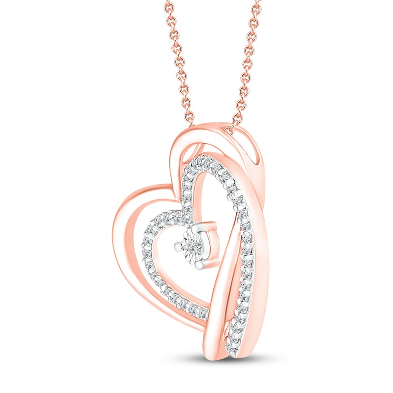 Main Image 2 of Diamond Heart Necklace 1/8 ct tw 10K Rose Gold 19"