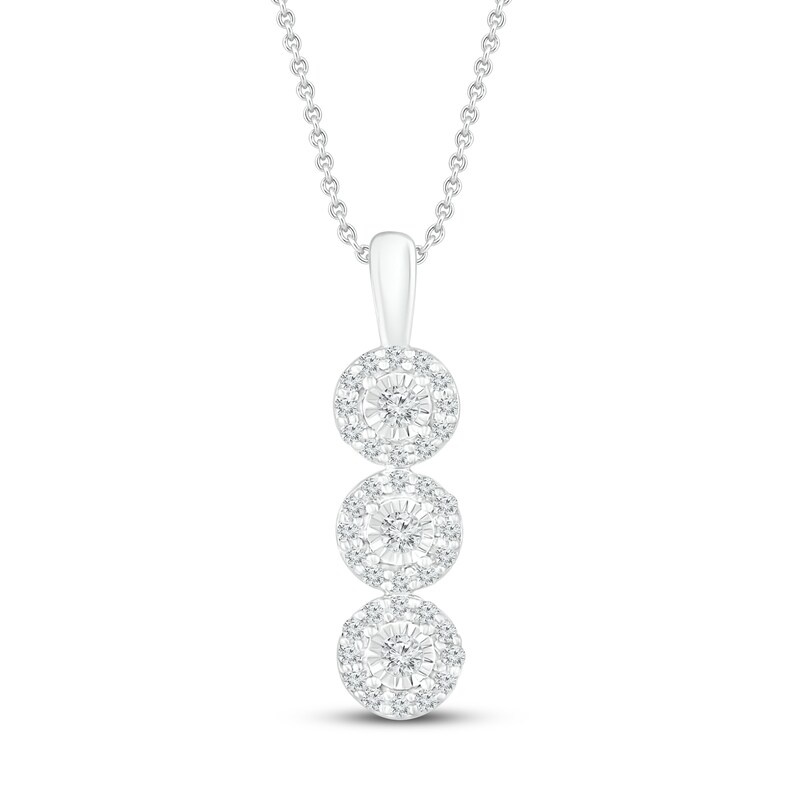 Main Image 1 of Three-stone Diamond Necklace 1/3 ct tw 10K White Gold 19"