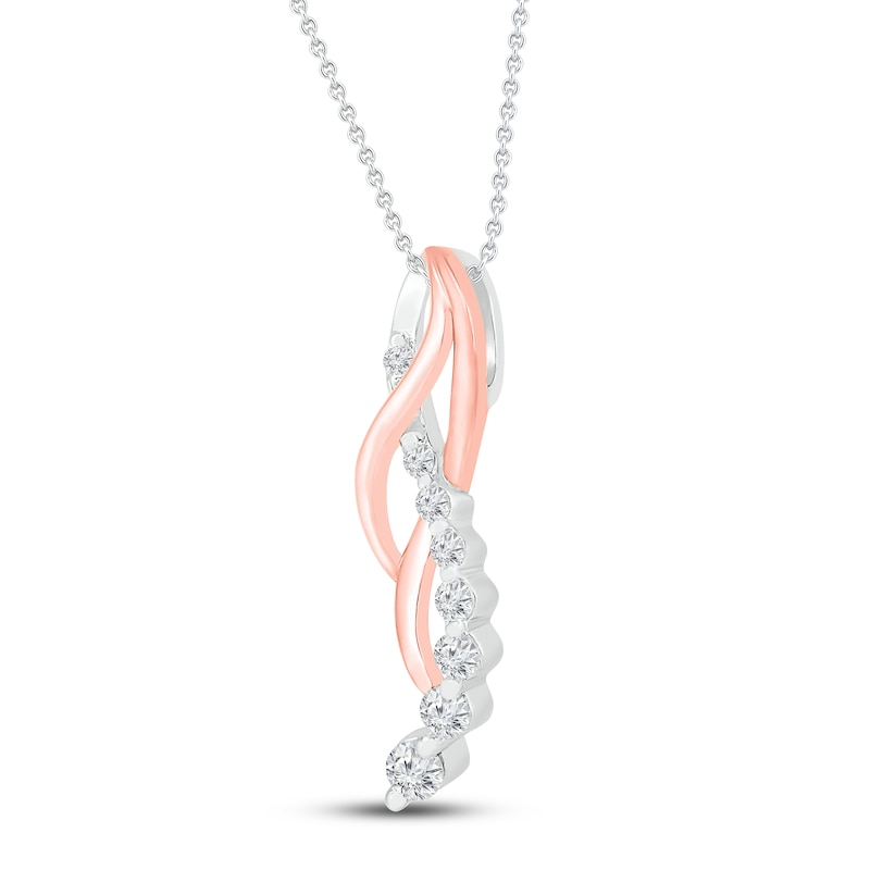 Main Image 2 of Diamond Necklace 1/6 ct tw 10K Two-Tone Gold 19"