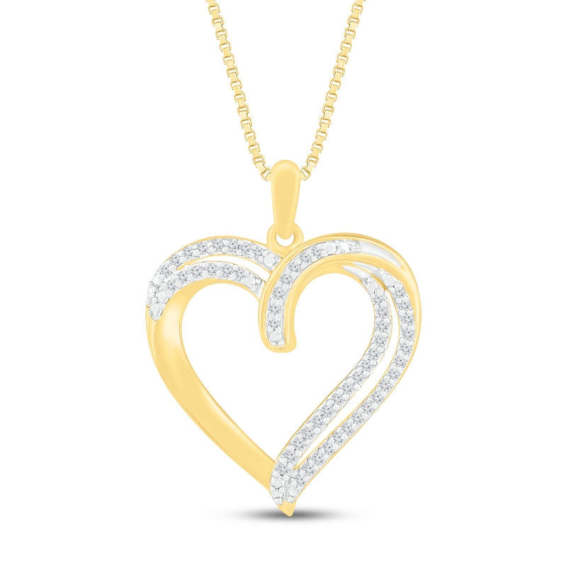 Main Image 1 of Diamond Heart Necklace 1/6 ct tw 10K Yellow Gold 18"