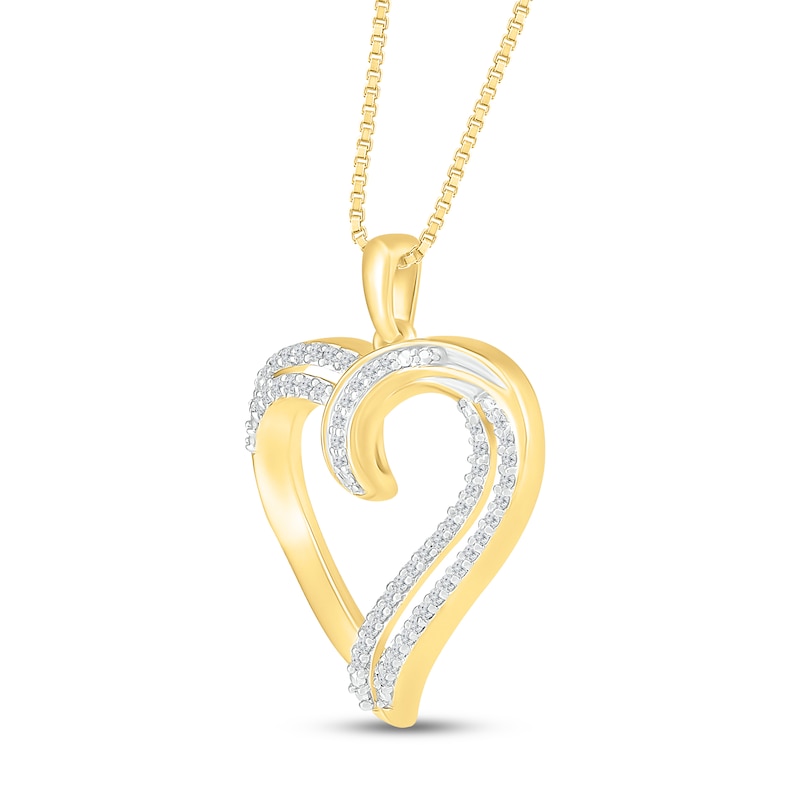 Main Image 2 of Diamond Heart Necklace 1/6 ct tw 10K Yellow Gold 18"