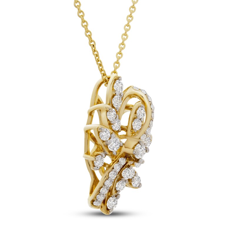 Main Image 2 of Diamond Flower Necklace 1/2 ct tw 10K Yellow Gold