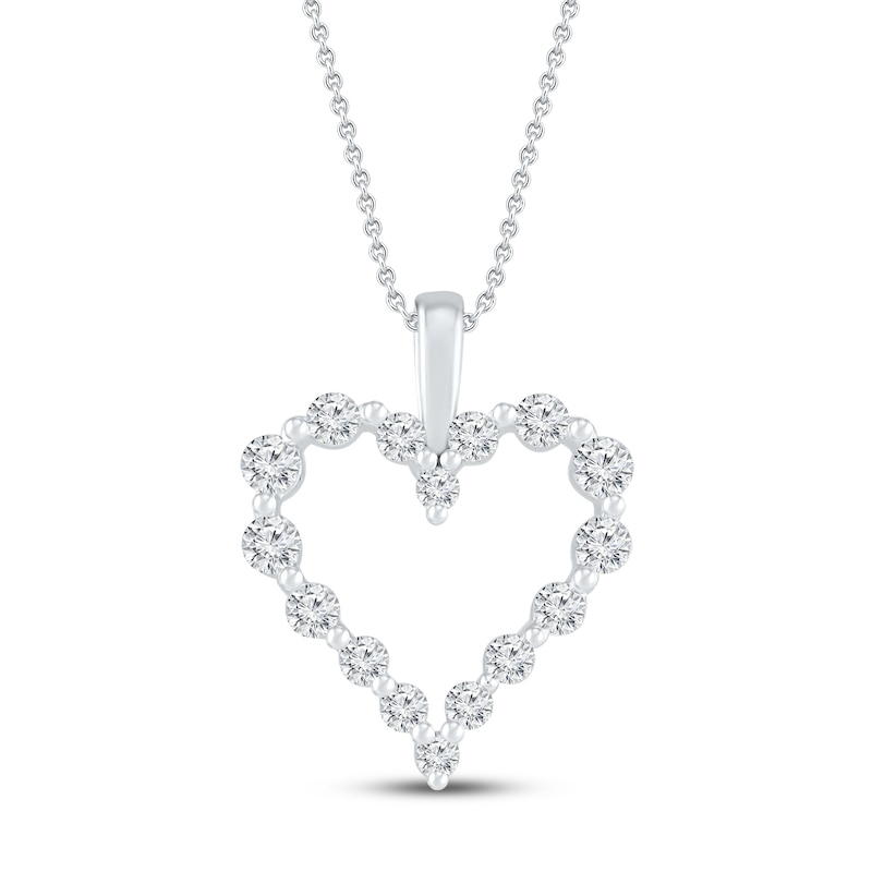 Main Image 1 of Diamond Heart Necklace 1/4 ct tw 10K White Gold 19"